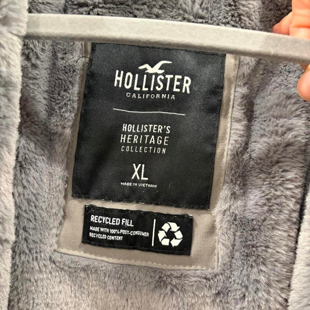 Hollister Co. gray soft cozy fleece lined jacket with hood, size XL - Picture 5 of 8